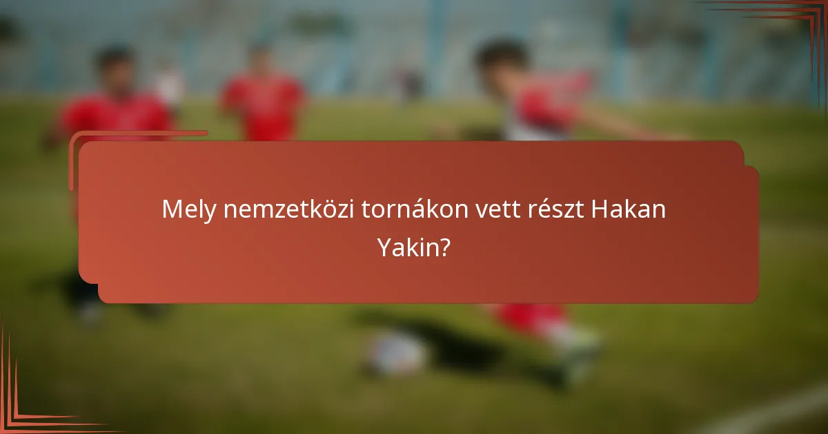 Mely nemzetközi tornákon vett részt Hakan Yakin?