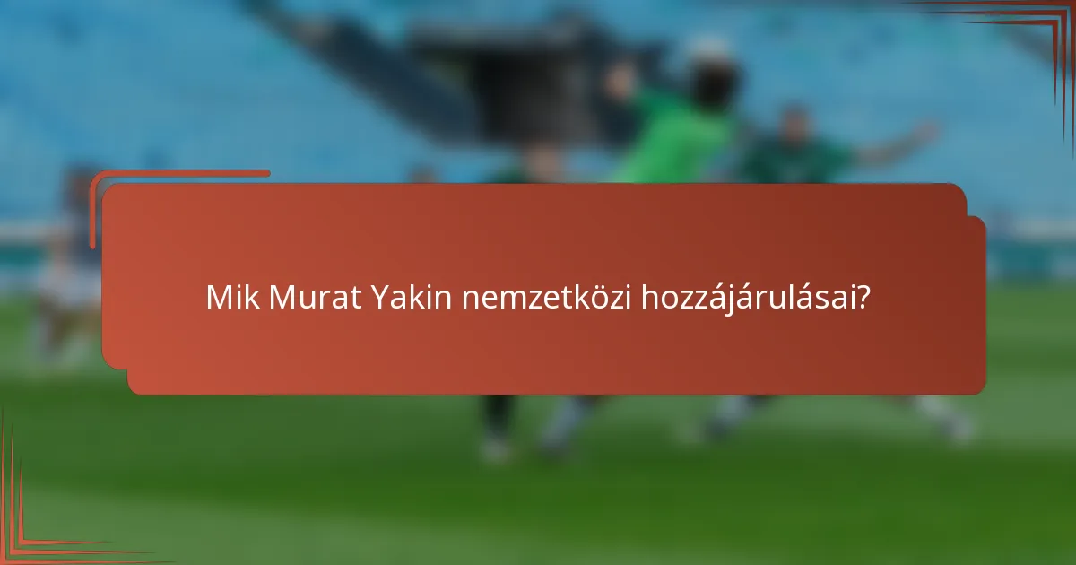 Mik Murat Yakin nemzetközi hozzájárulásai?