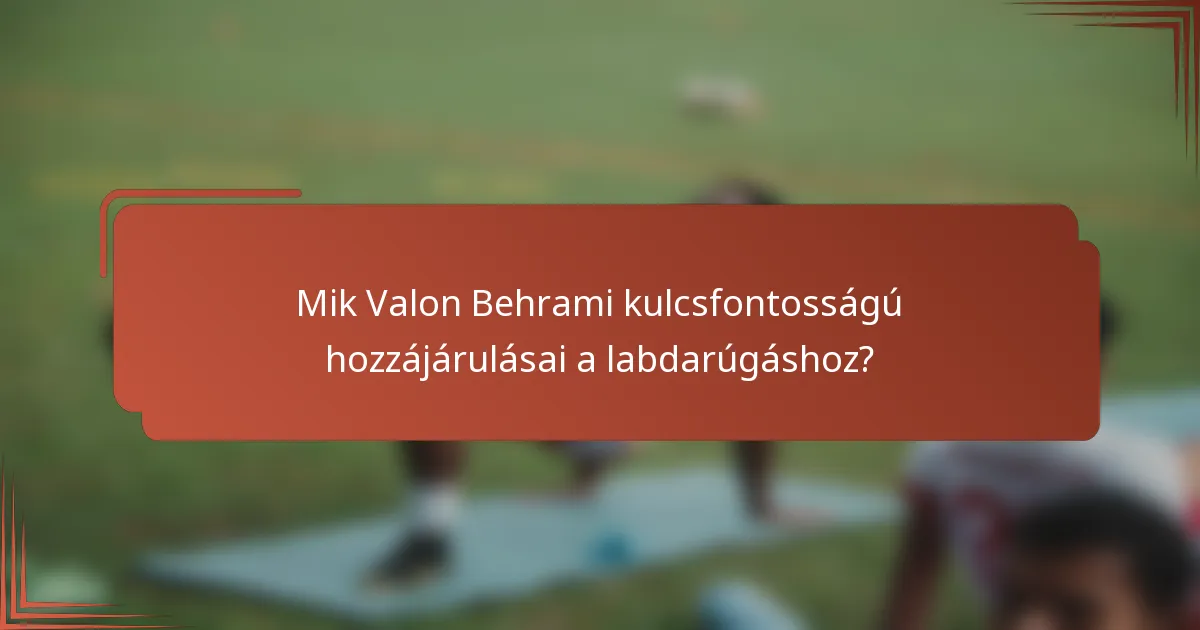 Mik Valon Behrami kulcsfontosságú hozzájárulásai a labdarúgáshoz?