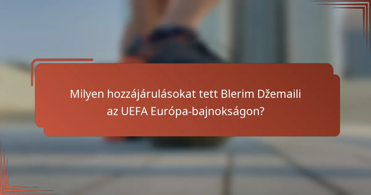 Milyen hozzájárulásokat tett Blerim Džemaili az UEFA Európa-bajnokságon?