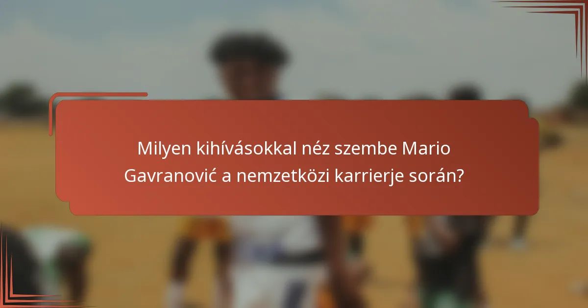 Milyen kihívásokkal néz szembe Mario Gavranović a nemzetközi karrierje során?